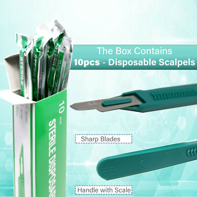 Disposable Scalpel Blades #15 Sharp Tempered Stainless-Steel Blades - Box 10 PCS