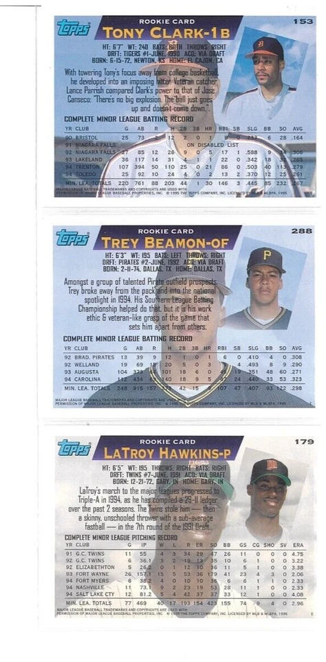 TOPPS 1995 MLB 9 FUTURE STARS COLECCIÓN DE CARTAS DE NOVATO Juego de Coleccionista Casi Como Nuevo Foto 4 de 4