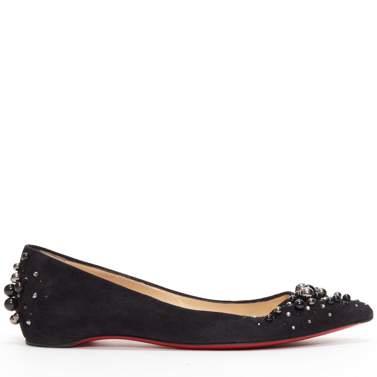 CHRISTIAN LOUBOUTIN Veau Velours black suede beaded embellished 
