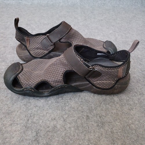 Crocs Swiftwater Mens 12 Brown Closed Toe Deck Sandals Shoes Adjustable Strap - Picture 5 of 13