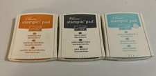 3 Stampin Up Classic Ink Stamp Pads Used Pumpkin Pie Basic Gray Cool Caribbean