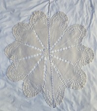 Round Flower Crochet Lace Beige Tablecloth Topper Lrg Doily 39