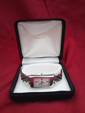 Tiffany & Co Classic Rectangle Quartz Swiss Ladies Watch With Case & Damaged Box