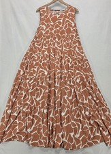Ces Femme Tiered Maxi Dress L Sleeveless Animal Print Pockets Boho Cottagecore