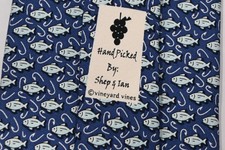 VINEYARD VINES FISH/BLUE SILK MEN'S Neck Tie W: 3 3/4" BY L:60" NEW