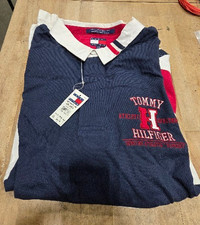 Vintage 90's Tommy Hilfiger Athletic Flag Rugby Polo Striped Shirt Mens XXL NWT