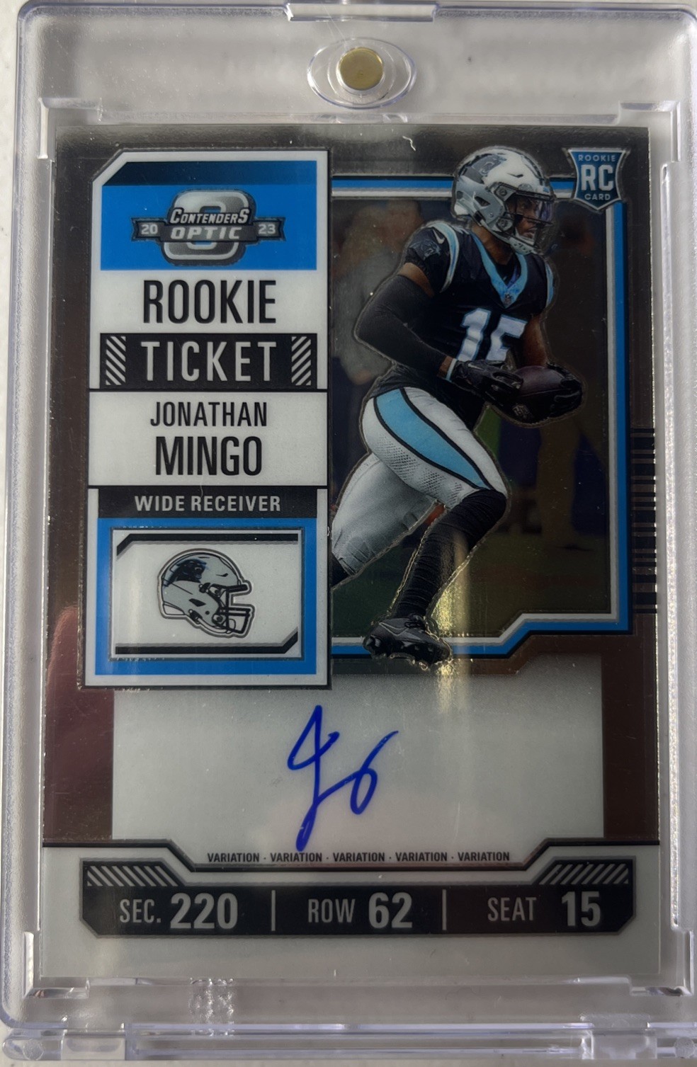 2023 Panini Contenders Optic RC Ticket Auto Variation Jonathan Mingo #119(AU,RC)