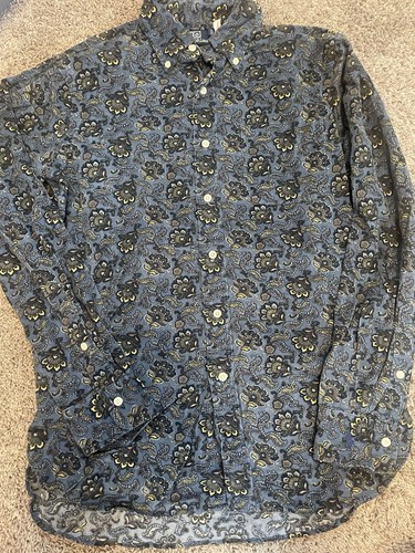 Polo Ralph Lauren Custom Fit Paisley Corduroy Shirt Medium Blue Long Sleeve Men - Picture 4 of 6
