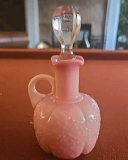 Antique Victorian Challinor Taylor Forget Me Not Flloral Pink Glass Pitcher 
