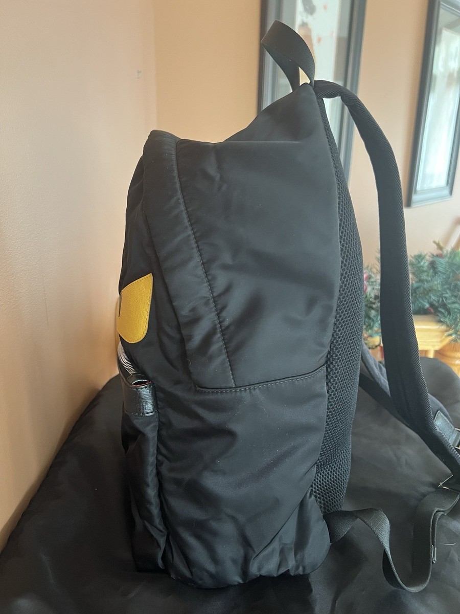 Fendi Black Yellow Eyes Monster Nylon Backpack Preloved | eBay