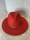 Women's Fefora Hat Wide Brim Felt Panama Hat Leopard Belt — photo 4