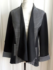 SOFT COMFY BLACK w/WHITE STRIPES CHICO OPEN FRONT JACKET BLAZER CHICO 2 LARGE