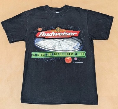 Vintage Budweiser ''A Sign of Intelligent Life'' UFO T-Shirt Sz. M Single Stitch 