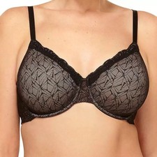 New Wacoal 855295 Vivid Encounter Underwire Bra Size 32DD Black