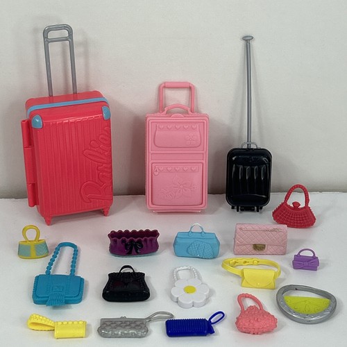 Barbie Doll Luggage Purse Lot Suitcase Flight Attendant Travel Fanny Pack