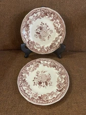 Spode Copeland MARINA Royal Jasmine Brown 2 Bread Plates 6 1/2  Excellent