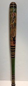 Vintage Mexican Hand Painted Carved Wooden Piñata Bat-24”