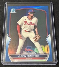 2023 Bowman Chrome Justin Crawford True Blue Refractor #d 135/150 No. BCP-217 