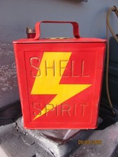 VINTAGE   1949   SHELL  SPIRIT,  2 GALLON PETROL CAN, WITH SHELL BRASS LID