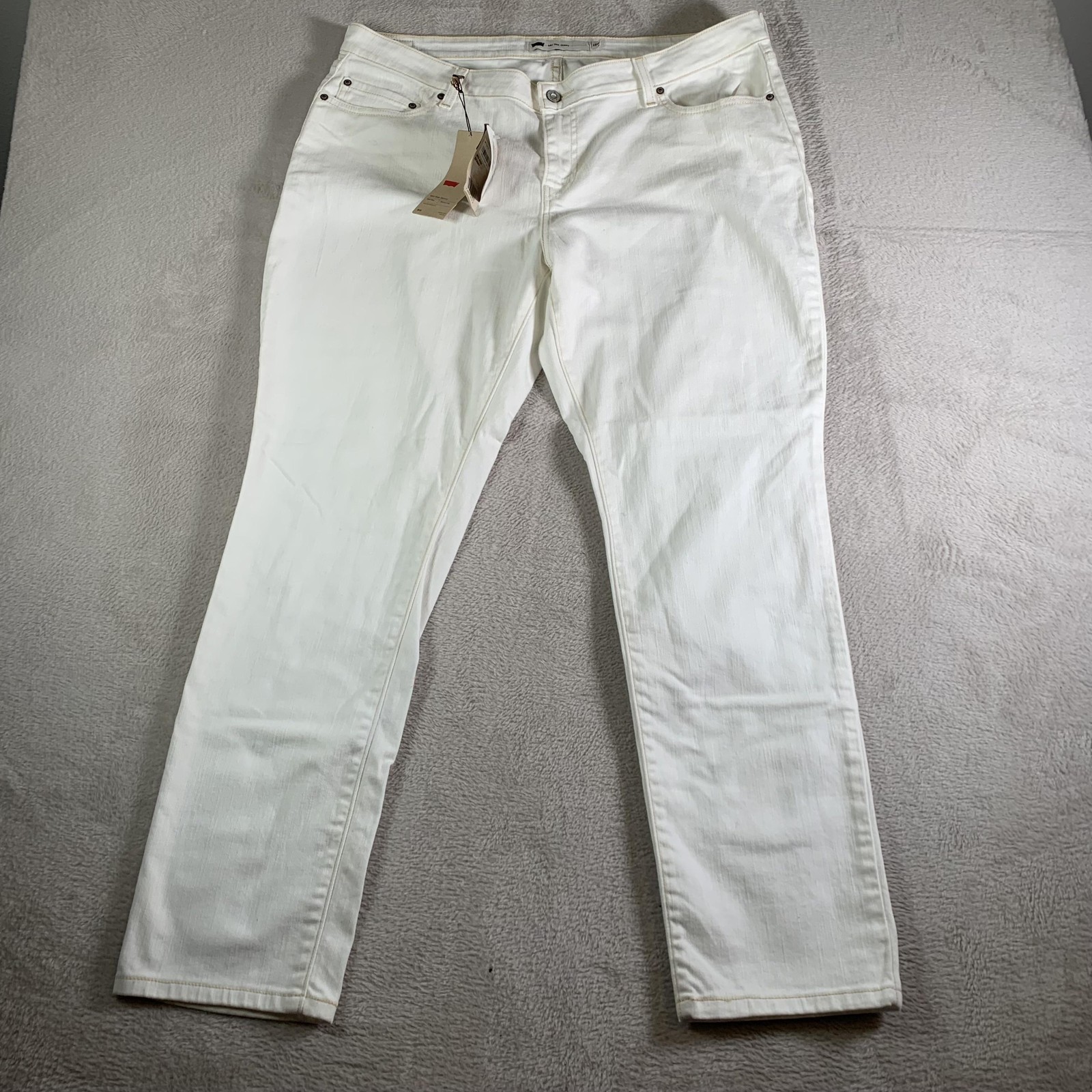 Womens 18w White Stretch Denim Plus Size Slim