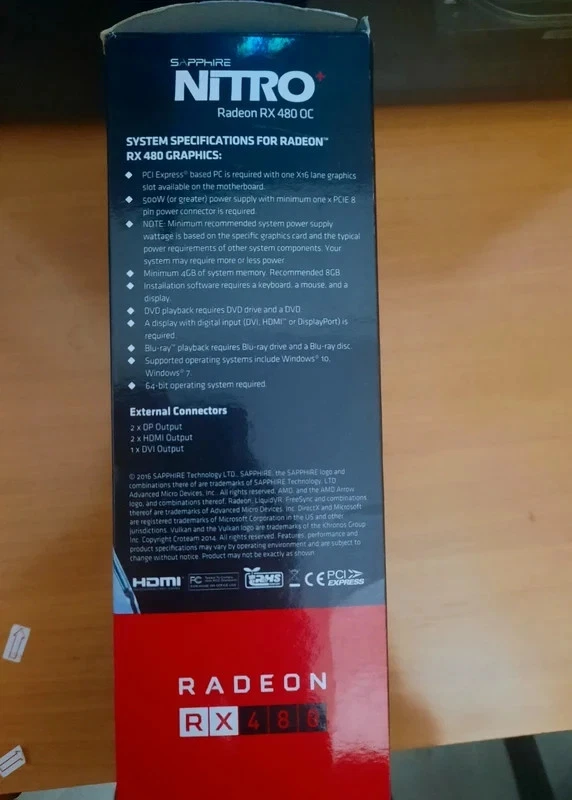 SAPPHIRE Radeon Nitro Rx 480 4GB GDDR5 scheda video in ottime condizioni - Immagine 4 di 4