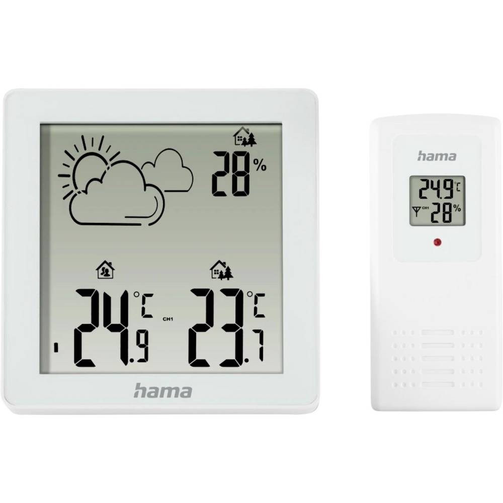 Station météo Hama Zakynthos avec thermomètre hygromètre et capteur extérieur blanc