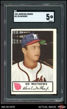 1953 Johnston Cookies #21 Eddie Mathews Braves HOF SGC 5 - EX