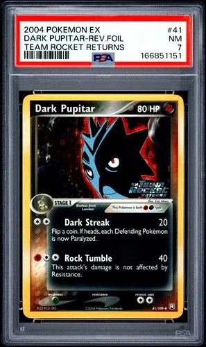 2004 POKEMON EX TEAM ROCKET RETURNS #41 DARK PUPITAR-REVERSE FOIL PSA 7