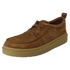 Image of Mens Casual Clarks Suede Leather Lace Up Moccasin Lightweight Shoes 'Polden Moc'
