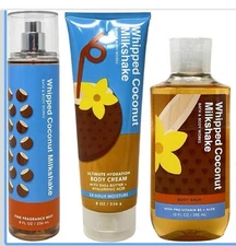 Bath & Body Works 3pc. Set Whipped Coconut Milkshake. Full Size Products! NEW!!