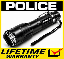 POLICE Stun Gun 1159 Heavy Duty Metal Rechargeable LED Flashlight Black