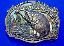 Largemouth Trout Bass Fishing Fisherman VTG 1987 The Great American Belt Buckle