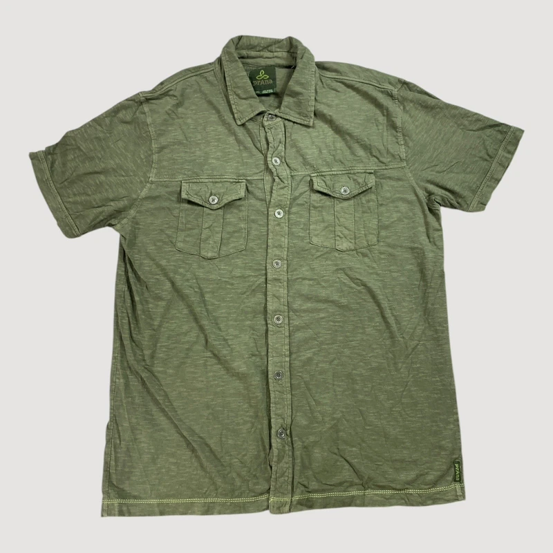 prana hayes slub engineered stripe 100% organic cotton shirt