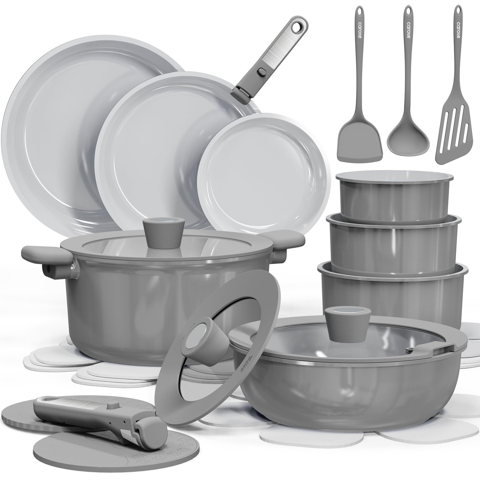 25pcs Nonstick Ceramic Cookware Set, Non-Toxic Pots and Pans for Healthy Cooking