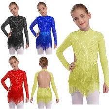 Girls Dress Figure Skating Ballroom Classic Skirt Cha Cha Dancewear Party Prom