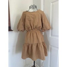 Madewell Seersucker Puff Sleeve Cutout Mini Dress M