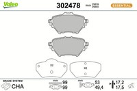 Bremsbelagsatz Scheibenbremse Essential Valeo 302478 FüR Opel A18 P1UO Combo K9