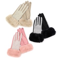ScarvesMe Women's Faux Fur Cuff Mixed Colors Smart Touch Winter Gloves
