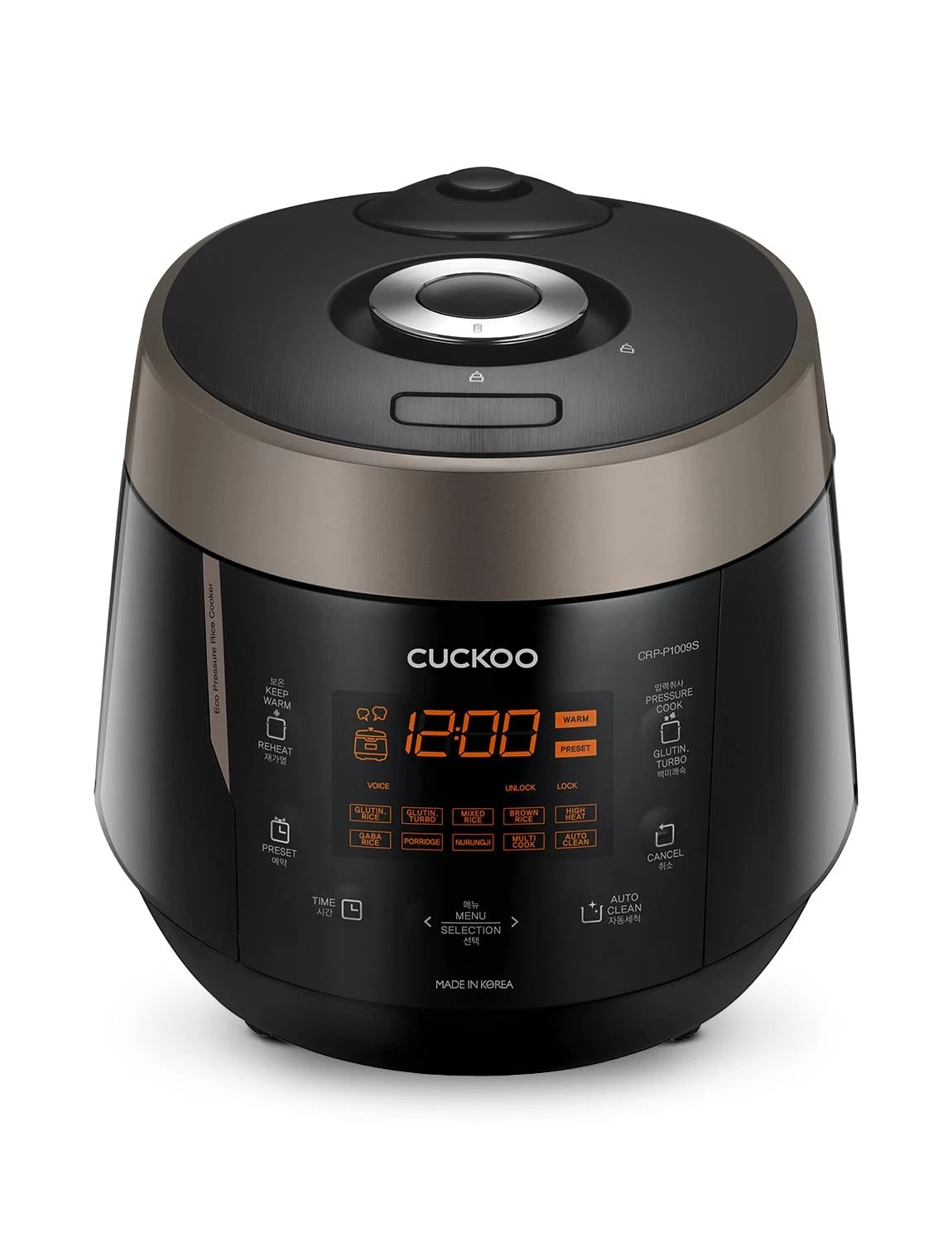 CUCKOO High Pressure Rice Cooker 10-Cup Uncooked / 20-Cup 10 cups, Black