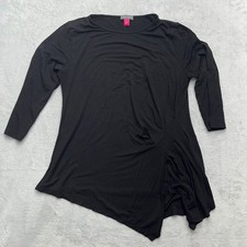 Vince Camuto Black Asymmetrical Hem Tunic Top 3/4 Sleeve Size Medium