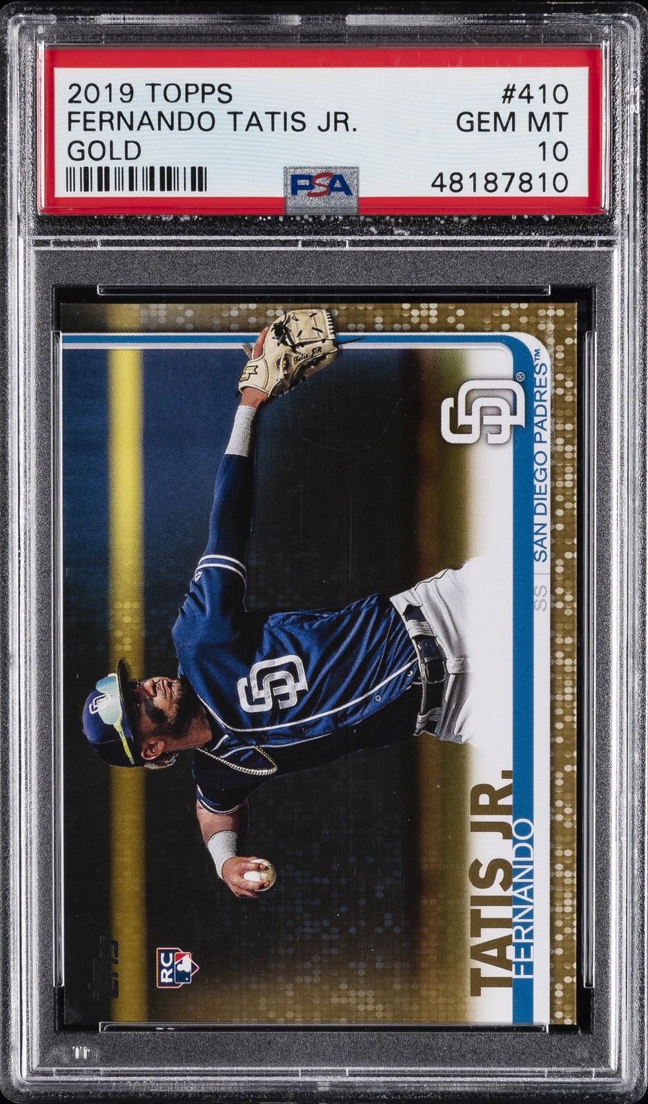 2019 TOPPS GOLD #410 FERNANDO TATIS JR. ROOKIE RC 523/2019 PSA 10