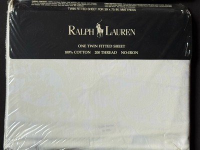 最終価格Ralph Lauren Twin Fitted Sheet ✖︎2枚 NWT! RARE RALPH Lauren *AVERY White TWIN FLAT & FITTED SHEET