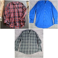 Lot of 3 Men's Large Button Down Shirts Chaps Lands' End Long Sleeve
