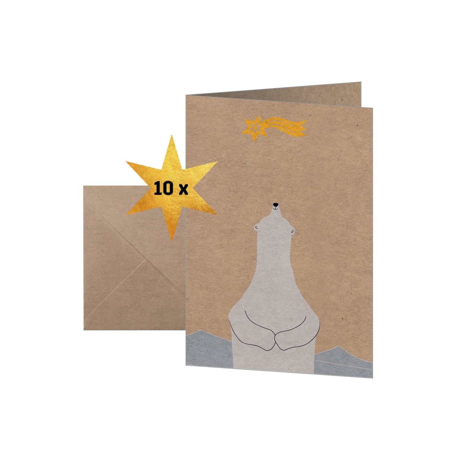 SIGEL DS084 Christmas Cards "Polar bear with shooting star", A6, 10 cards, easy