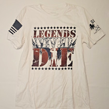Grunt Style Men s M Legends Never Die Graphic on White 100 Cotton Tshirt