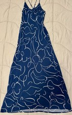 Madewell Navy and White Patterned Maxi Dress with Adjustable Spaghetti Straps