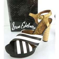 Sam Edelman Mabel Striped Ankle Strap Platform Espadrille Sandals Size 9.5 $140