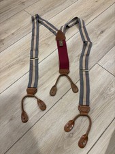 Trafalgar Men's Braces Suspenders Burgundy Gray Gold Stripes