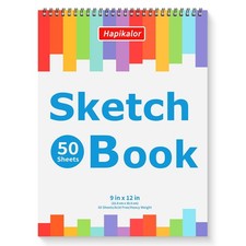 9" x 12" Sketch Book, 1Pack 50 Sheets Spiral Bound Art Sketchbook, Acid Artis...