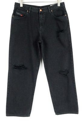 Diesel Niclah 084TB Damen Jeans W31/L32 Straight High Waist Ripped Out Schwarz *